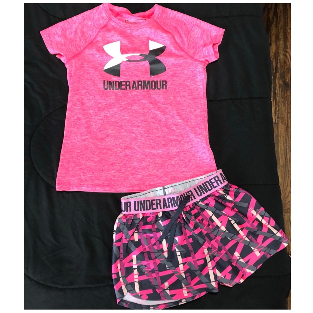Girls Under Armour Matching Shorts and Shirt
